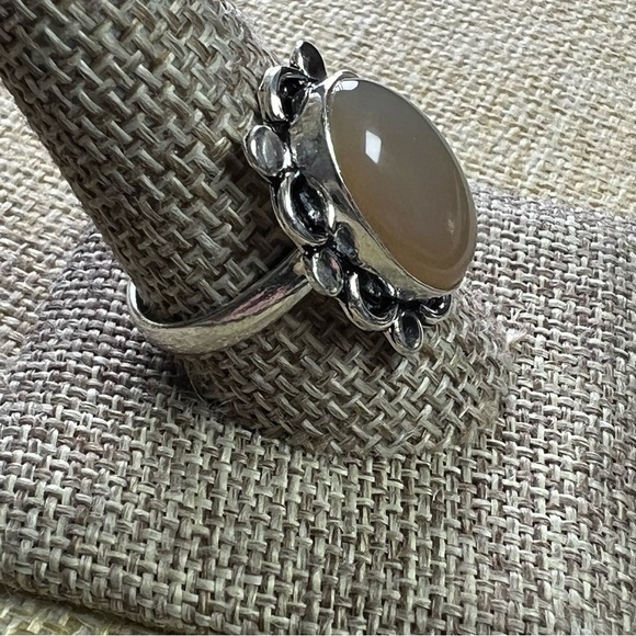 New Natural Agate Crystal Stone Silver Overlay Ring Size 10.5 - Picture 3 of 7